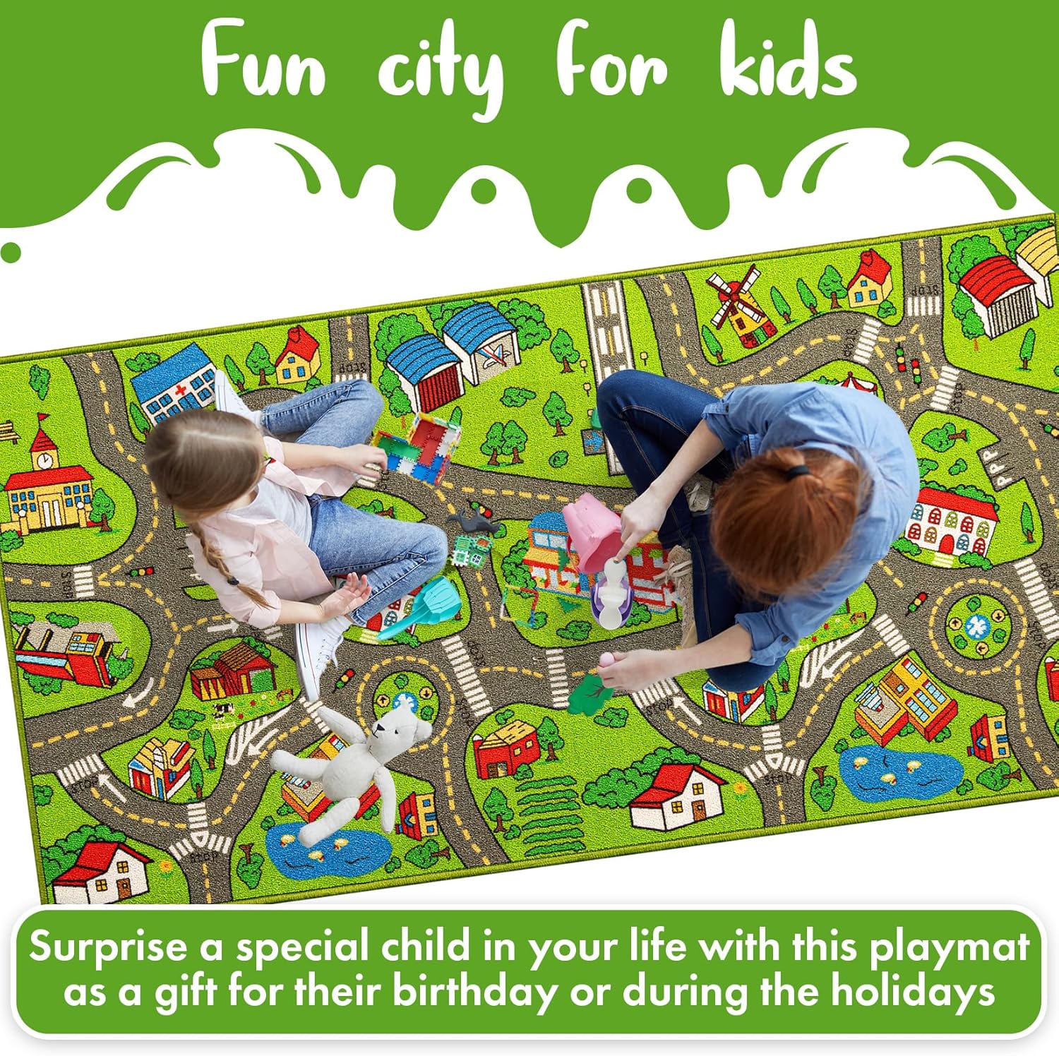 Alfombra de juegos 3D City Life para niños, tapete de actividades extra grande...