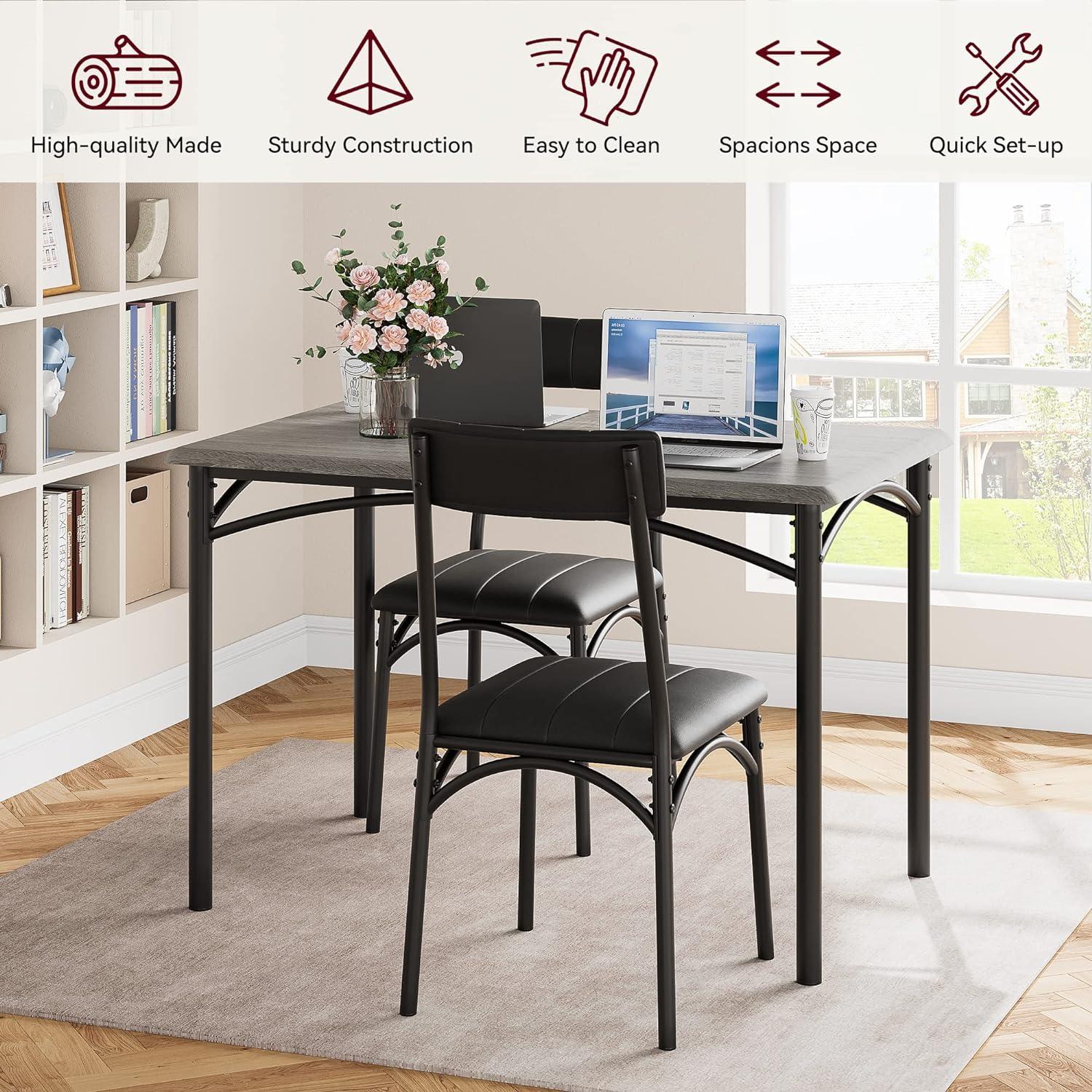 GAOMON Juego de mesa de comedor para 4, mesa de cocina con 4 sillas tapizadas,