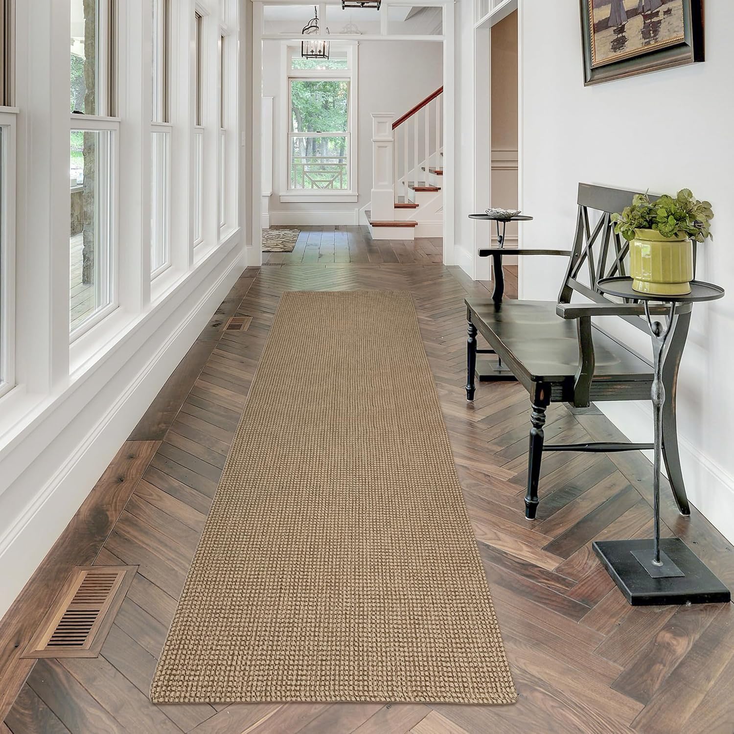 Alfombra larga lavable de estilo bohemio para pasillos de 2.6 x 12 pies, con