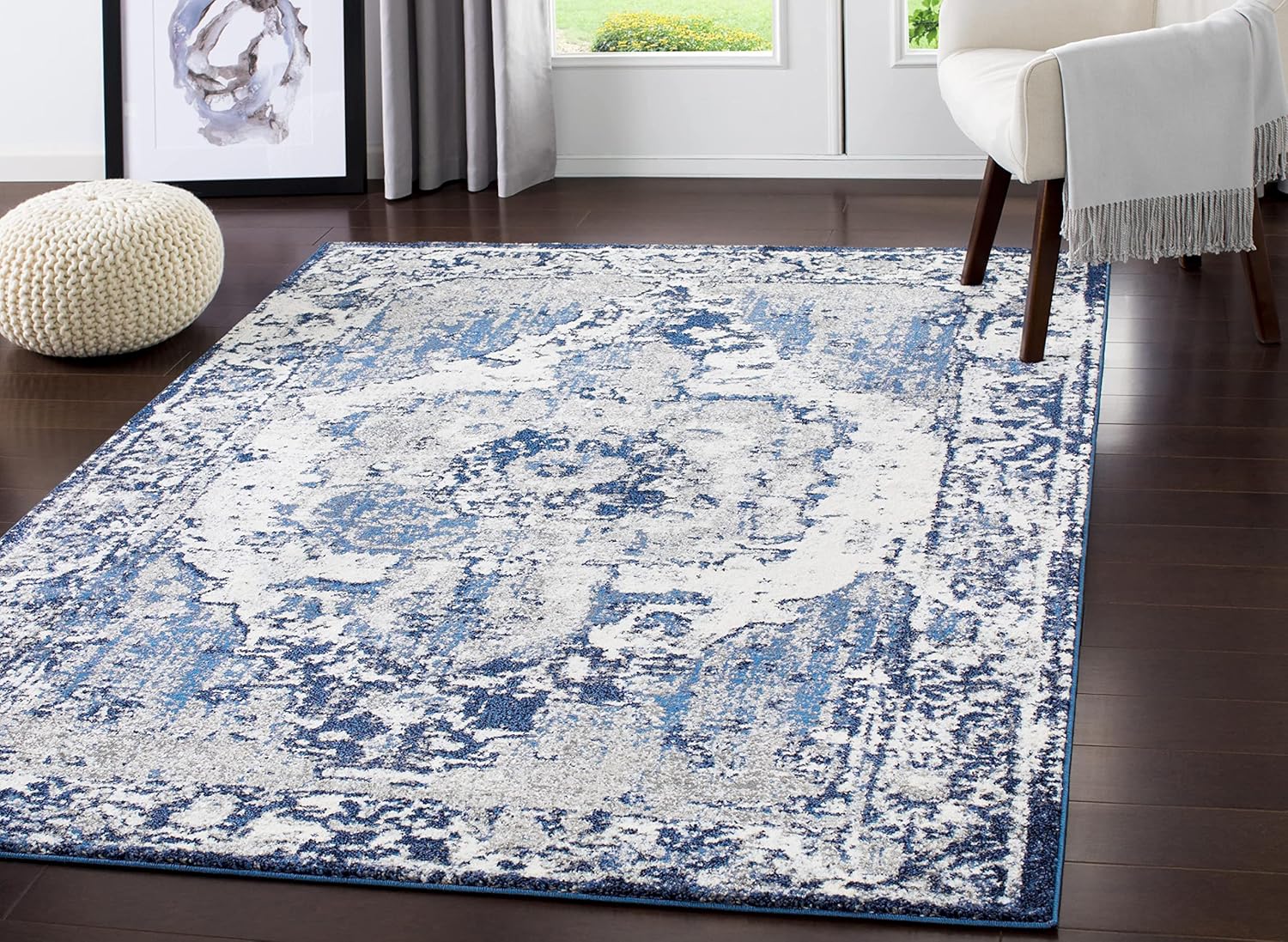 Mark&Day Alfombras Bowen de 5 x 7 pies, alfombra tradicional azul marino y azul...