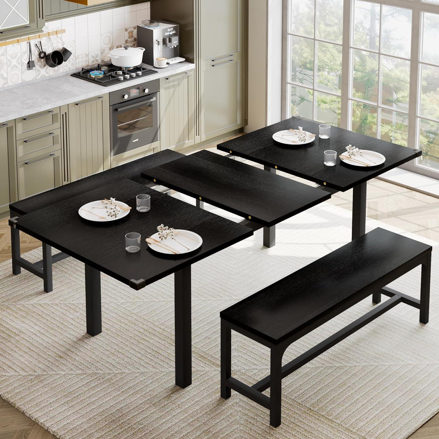 Feonase Juego de mesa de comedor de 63 pulgadas para 4-6, mesa de comedor