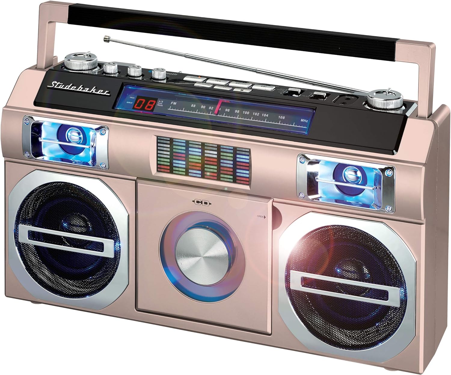 Studebaker SB2145RG 80's Retro Street Bluetooth Boombox con radio FM,...