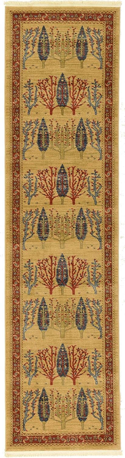 Fars Collection Alfombra moderna de diseño botánico inspirado en tribal, 2 pies