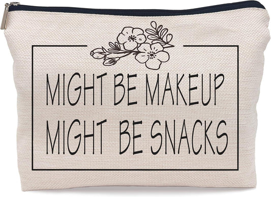 Might Be Makeup Might Be Snacks Bolsa de maquillaje divertida para cosméticos,