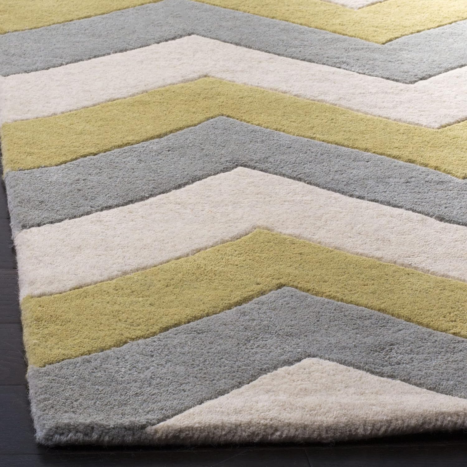 Chatham Collection Alfombra de área de 5 x 8 pies, gris y dorado, lana Chevron