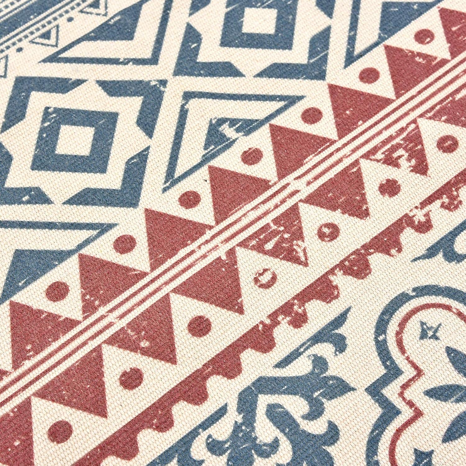Winwinplus Alfombra de algodón tejida a mano retro bohemia con borlas, alfombra...
