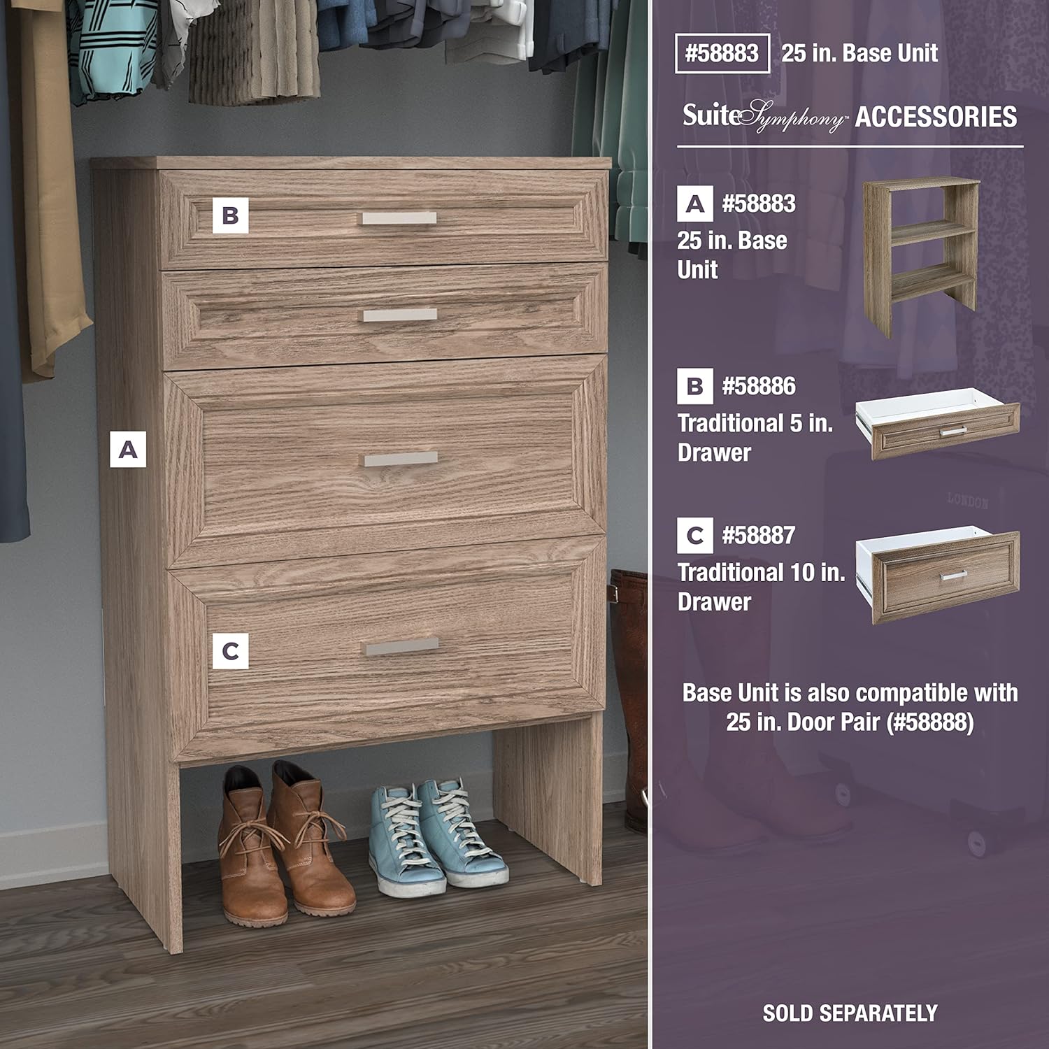 Cubículo ClosetMaid SuiteSymphony de 25 x 6 pulgadas
