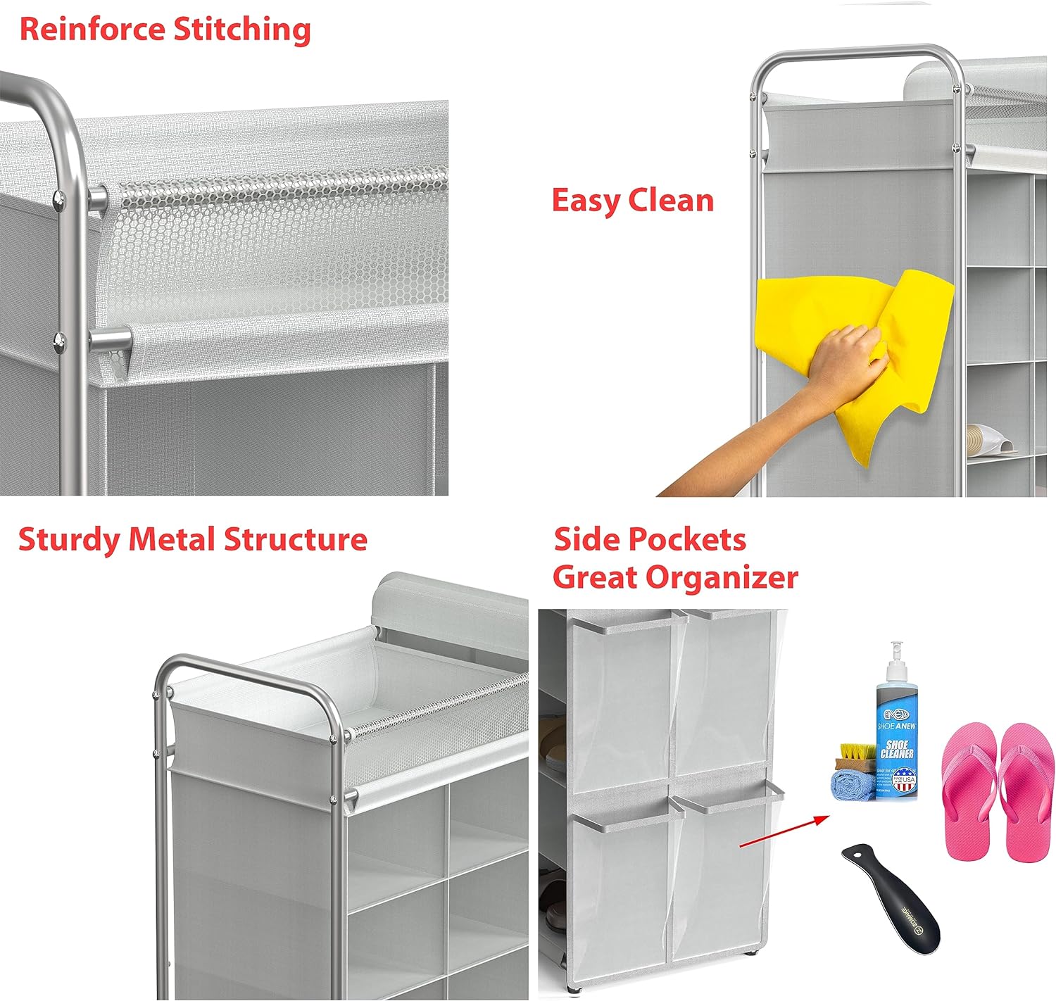 Simple Houseware Soporte para zapatos con bolsillos laterales para colgar ...