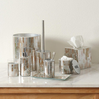KMWARES Juego de accesorios decorativos de baño de vidrio de mosaico de 5