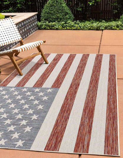 Rugs.com Jill Zarin Outdoor Collection Alfombra de tejido plano rojo de 2 pies