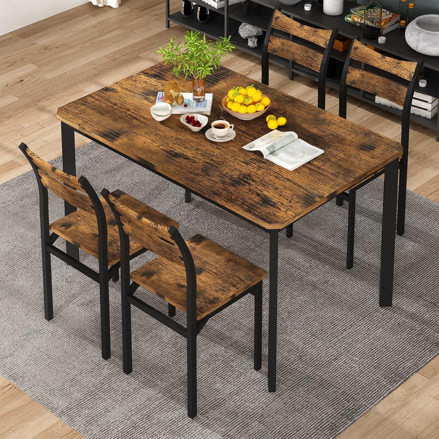 Juego de 4 sillas de mesa de comedor de madera para cocina, juego de 4, mesa de