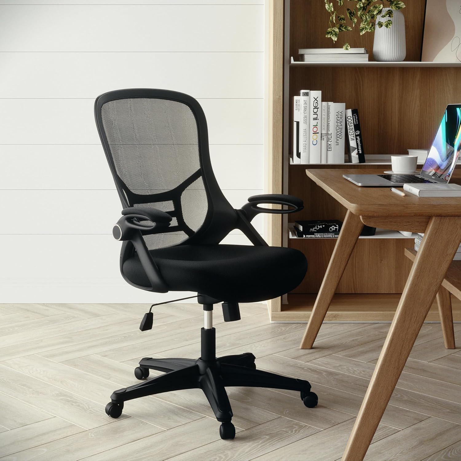 Flash Furniture Porter - Silla de oficina giratoria ergonómica de malla negra...