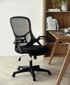 Flash Furniture Porter - Silla de oficina giratoria ergonómica de malla negra...