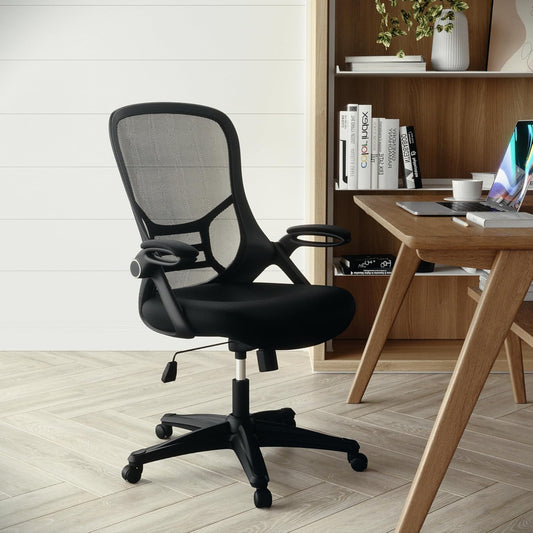 Flash Furniture Porter - Silla de oficina giratoria ergonómica de malla negra...