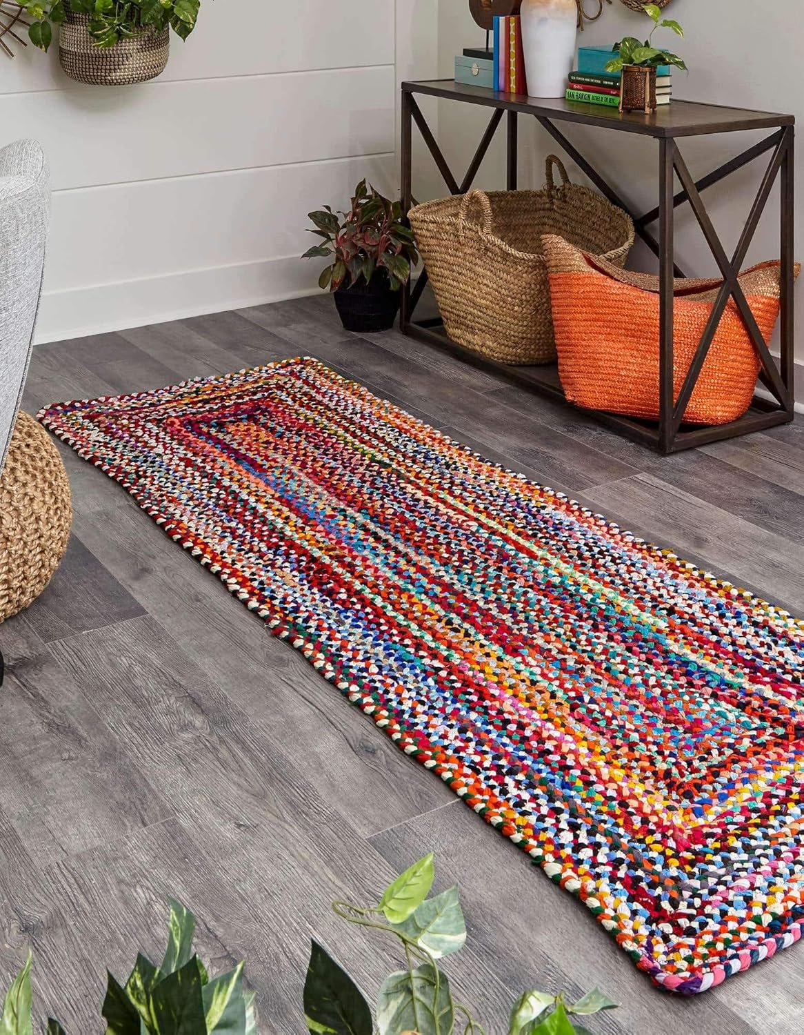 Alfombra trenzada de la colección Chindi Capa (2 pies 7 pulgadas x 8 pies,