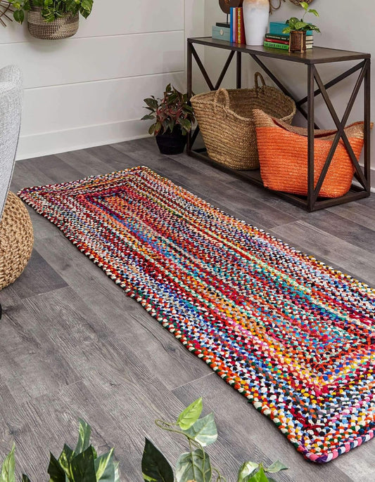Alfombra trenzada de la colección Chindi Capa (2 pies 7 pulgadas x 8 pies,