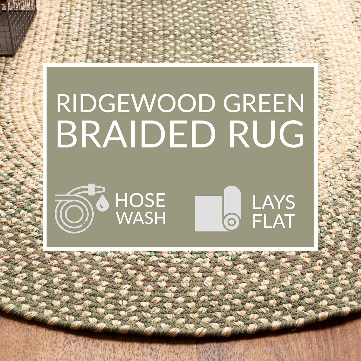 Braided Farmhouse Alfombra trenzada Ridgewood para sala de estar, reversible,