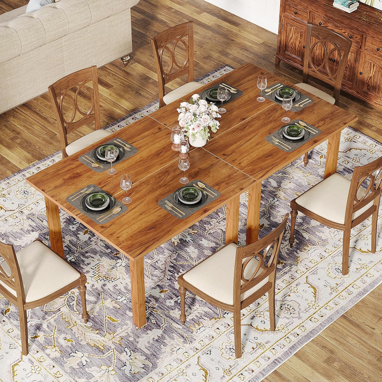 Tribesigns Mesa de comedor de madera, mesa de cocina de granja para comedor,...