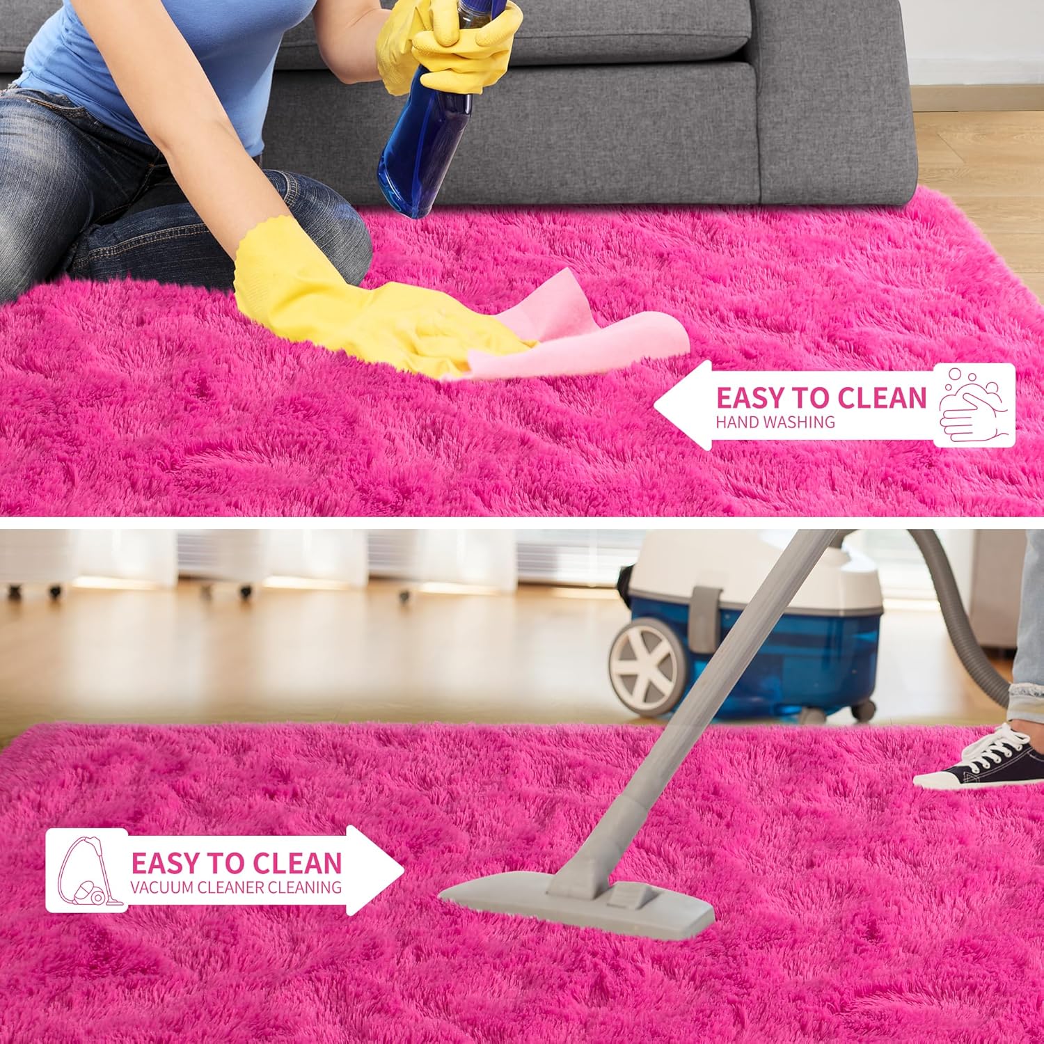 Tepook Alfombra súper suave y esponjosa para dormitorio, moderna alfombra...
