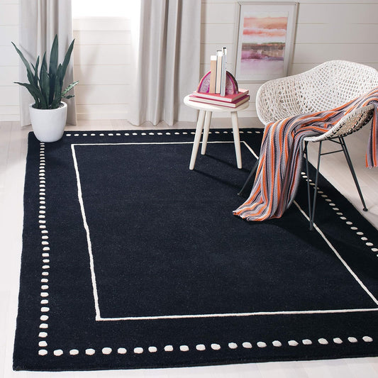 SAFAVIEH Bella Collection - Alfombra cuadrada de 7 pies, color negro y marfil,...