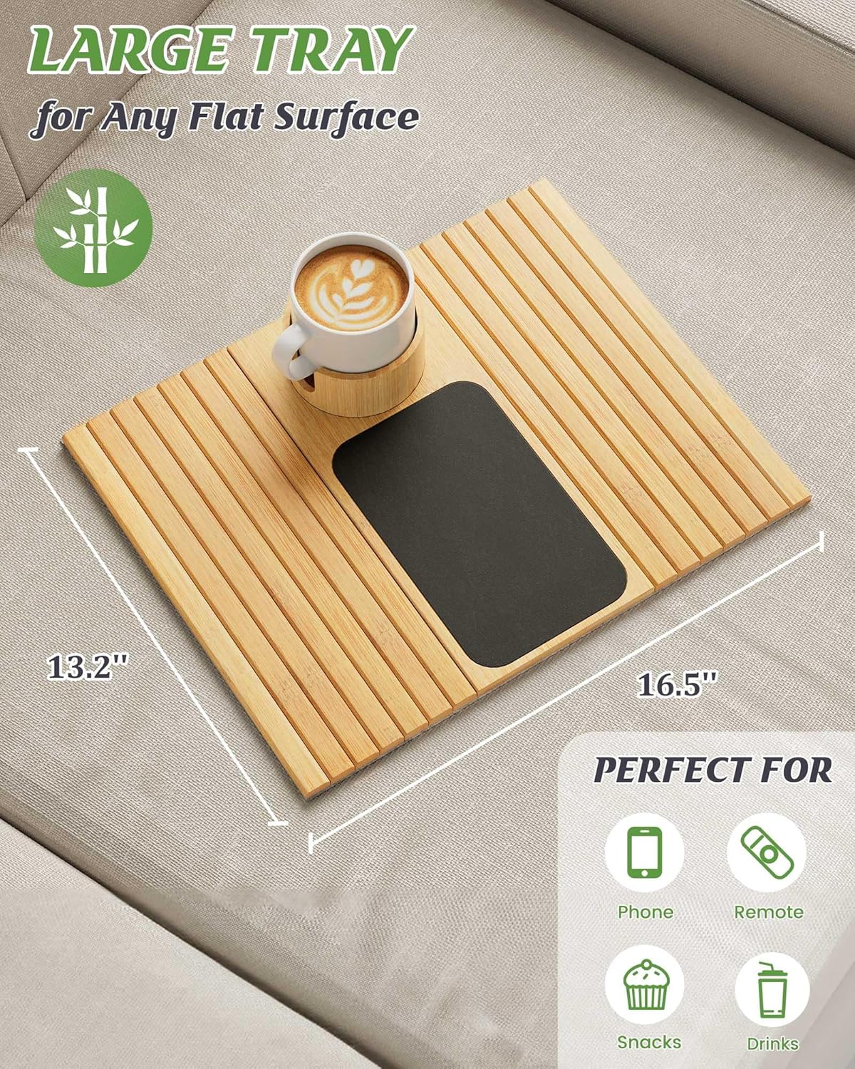 Soporte para taza de sofá, bandeja para brazo de sofá con soporte giratorio de...
