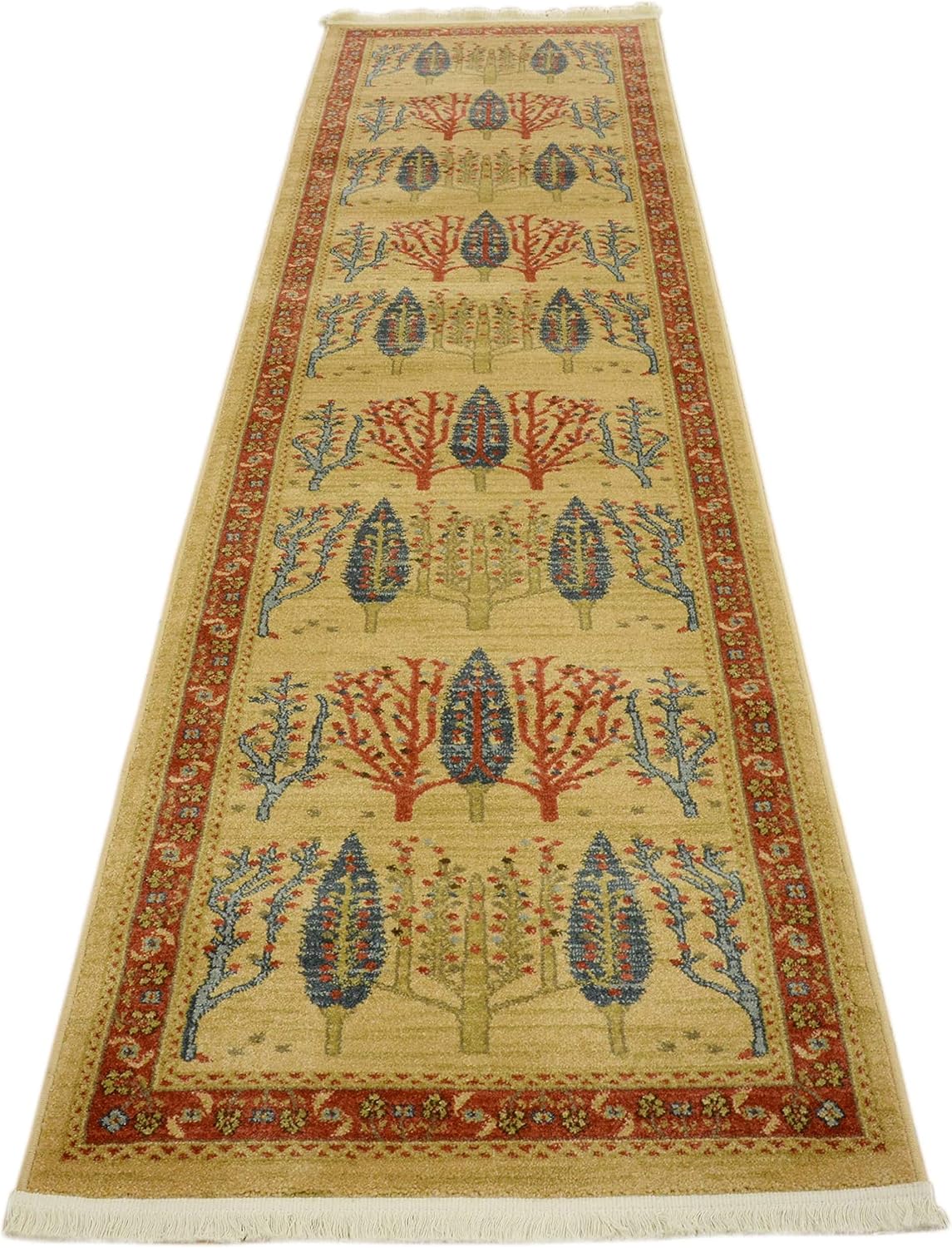 Fars Collection Alfombra moderna de diseño botánico inspirado en tribal, 2 pies