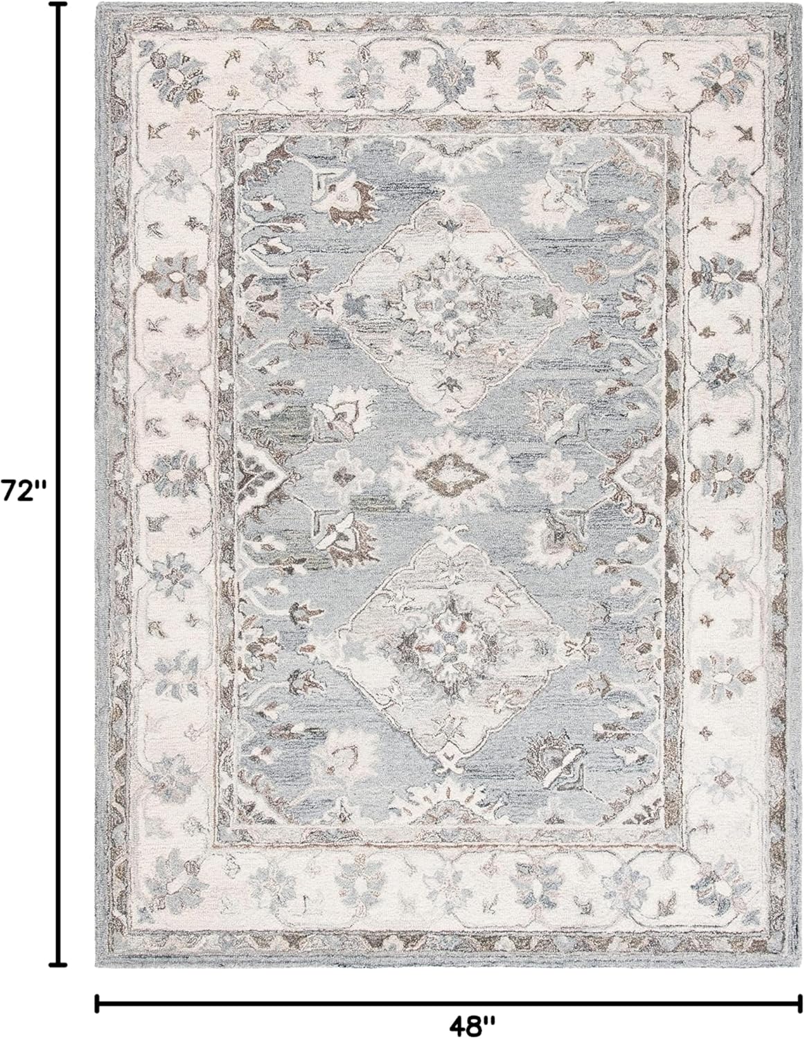 SAFAVIEH Suzani Collection - Alfombra decorativa de 4 x 6 pies, gris y marfil,...