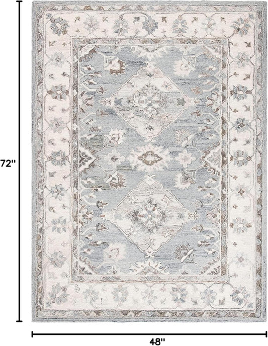SAFAVIEH Suzani Collection - Alfombra decorativa de 4 x 6 pies, gris y marfil,...