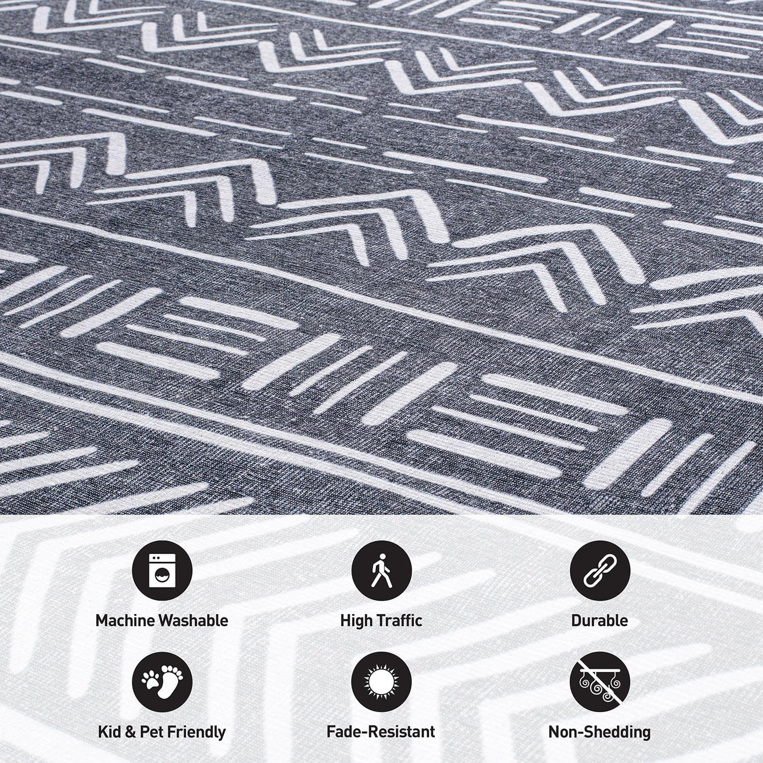 Rugshop Alfombra geométrica contemporánea bohemia resistente a las manchas,...