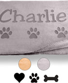 Custom Catch - Manta personalizada para perro, gris o beige, tamaño S