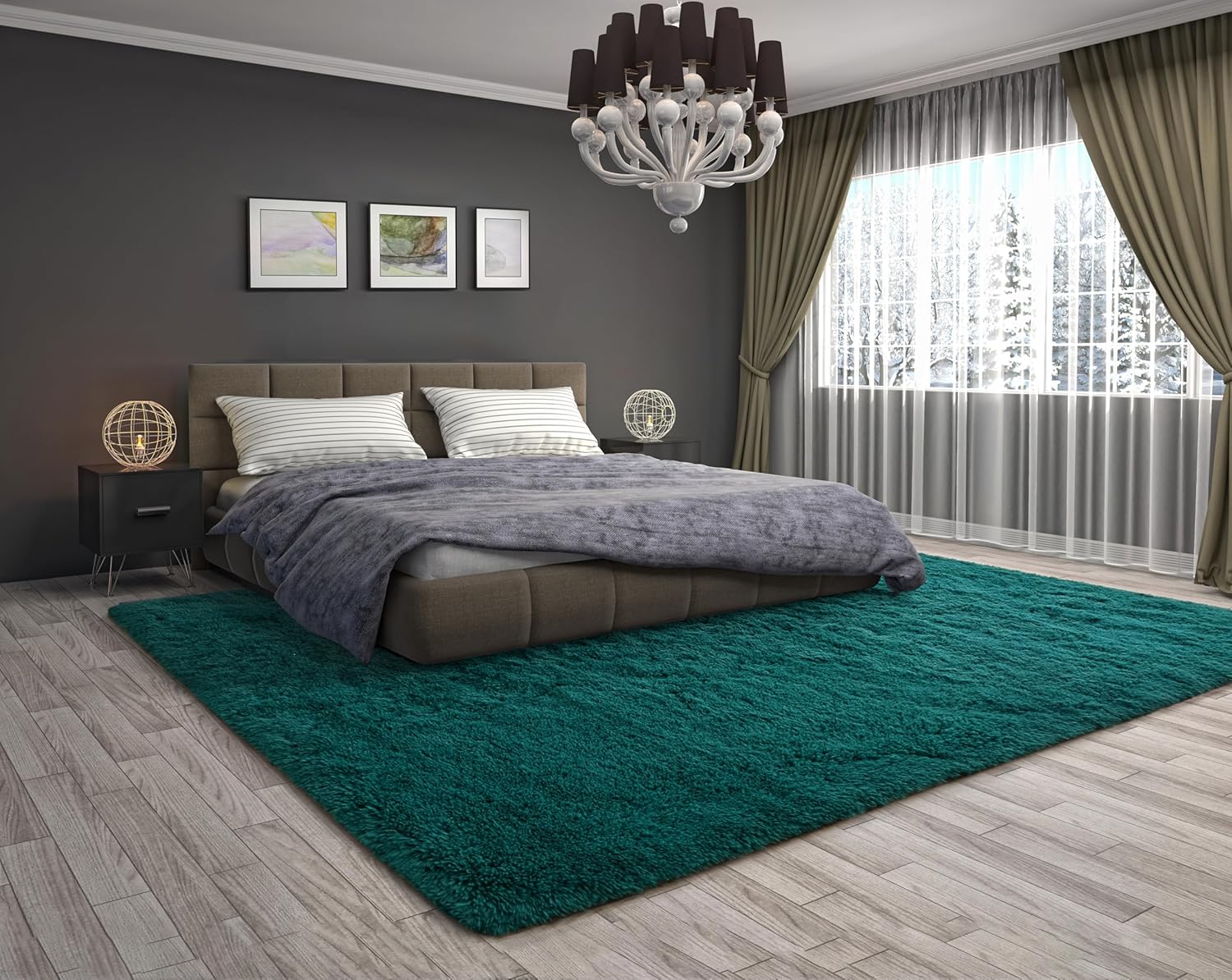 AROGAN Alfombra de área peluda para dormitorio, alfombras lavables de 4 x 6...