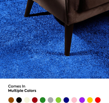 Furnish my Place Alfombra moderna de felpa de color azul índigo, alfombra de