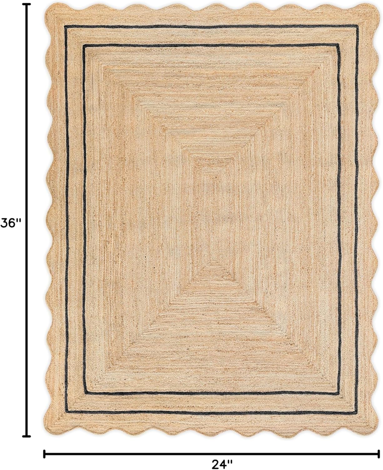 Alfombra con diseño ondulado festoneado, de yute natural, bohemia, para...