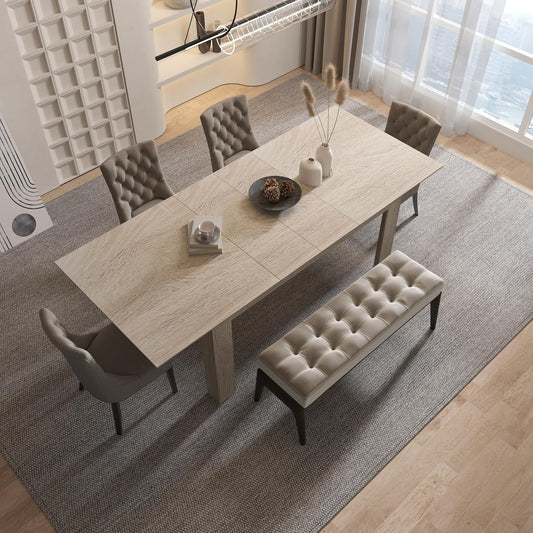 Mesa de comedor extensible de 5 a 7.2 pies para 6-8 personas, moderna mesa de