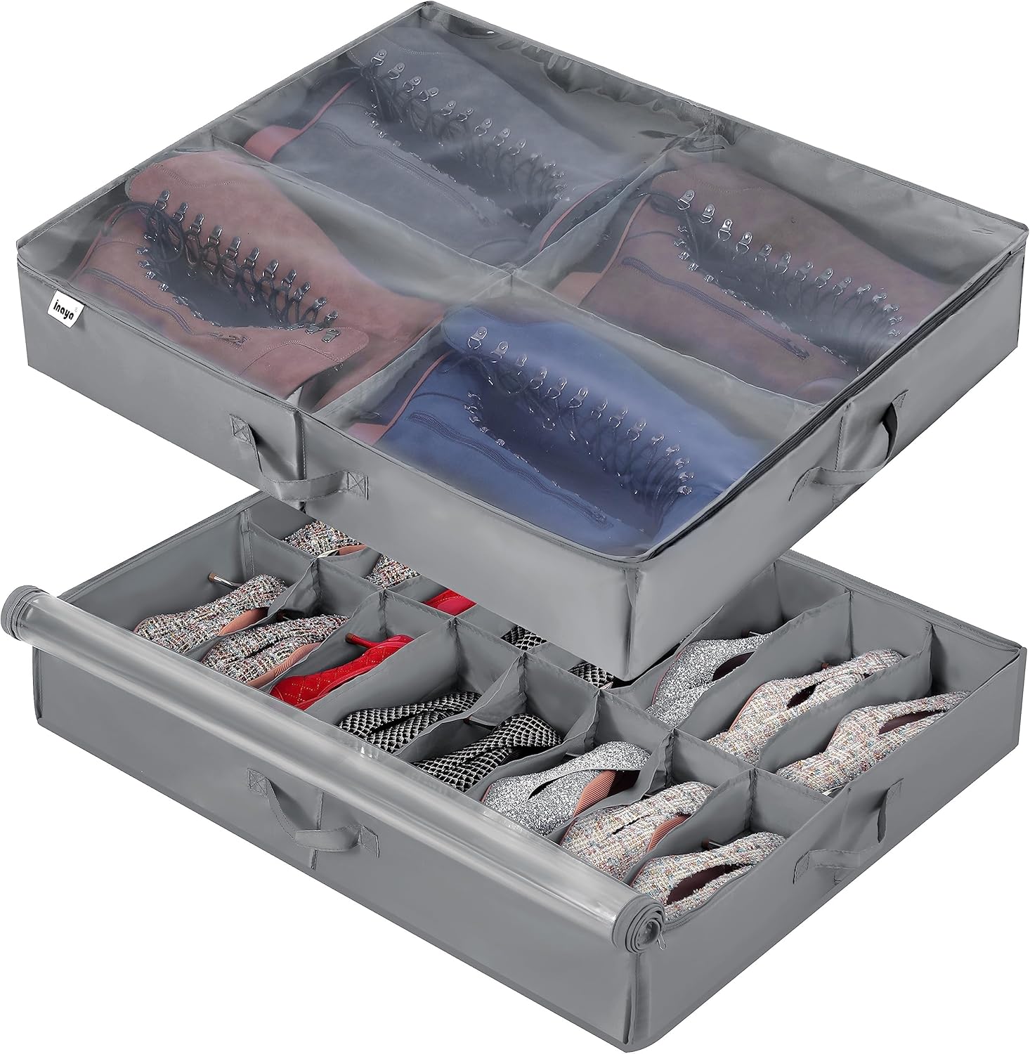 Organizador de almacenamiento de zapatos debajo de la cama, paquete de 2, se