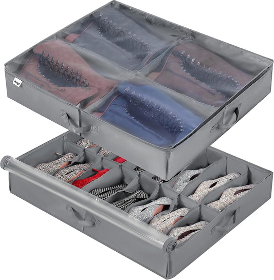 Organizador de almacenamiento de zapatos debajo de la cama, paquete de 2, se