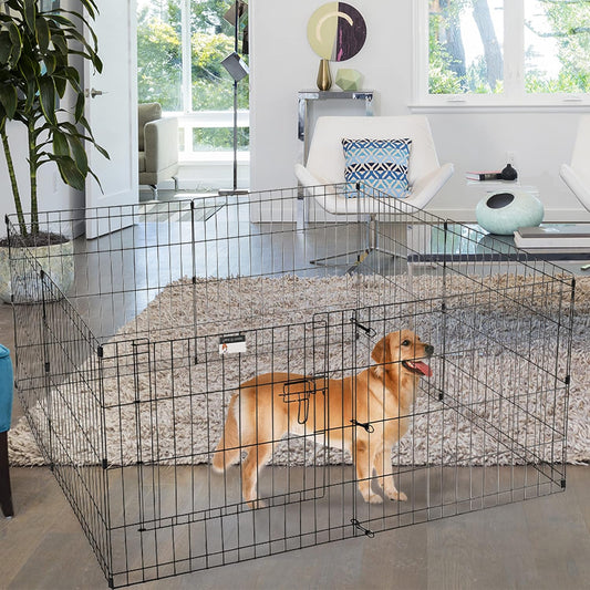 Pet Trex Parque de juegos para perros ocho paneles altos, Negro