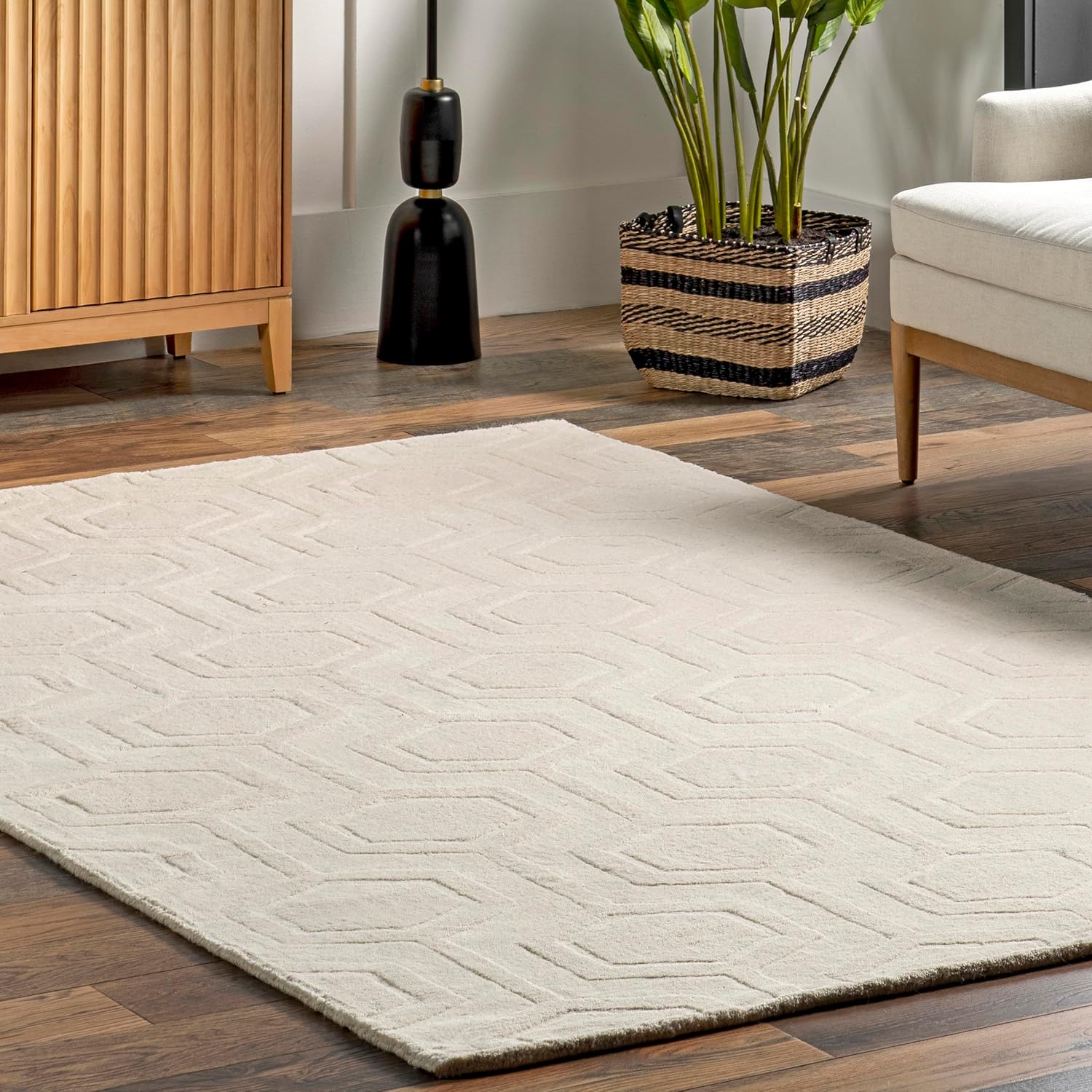 Alfombra tejida a mano Ambrose, 6x9, marfil