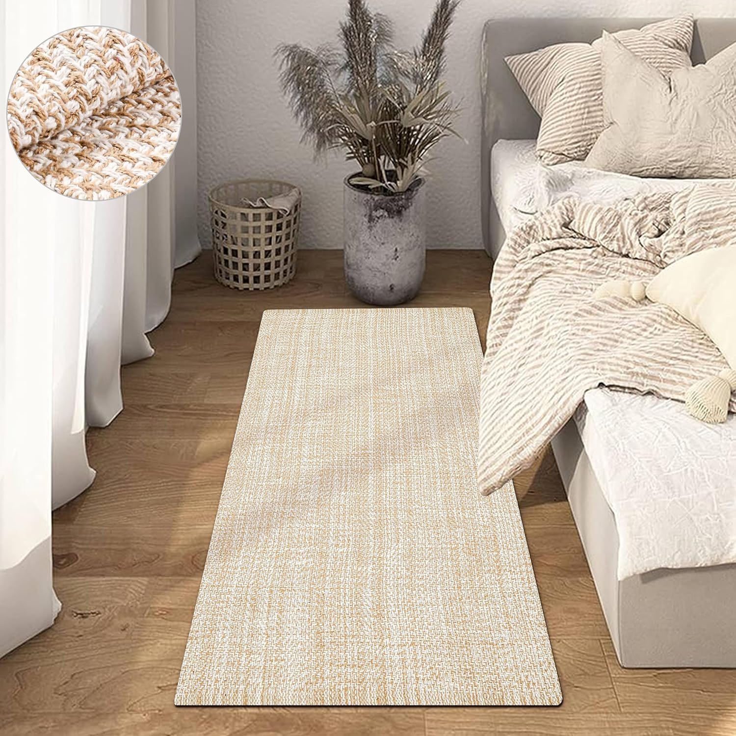 Alfombra de pasillo de 2 x 5 pies  Alfombra rústica de algodón lavable para...