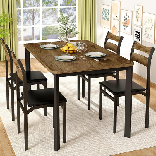 Juego de mesa de comedor para 4, mesa de comedor de 43.3 pulgadas con 4 sillas