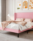 SHA CERLIN Base de cama de terciopelo tamaño Queen con cabecera capitoné de...