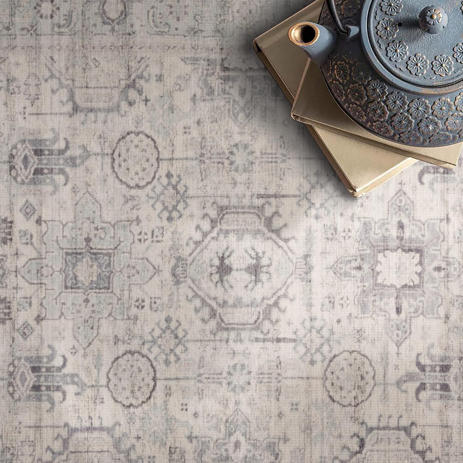 GLN Rugs Alfombra lavable a máquina, estética vintage bohemia envejecida, parte...