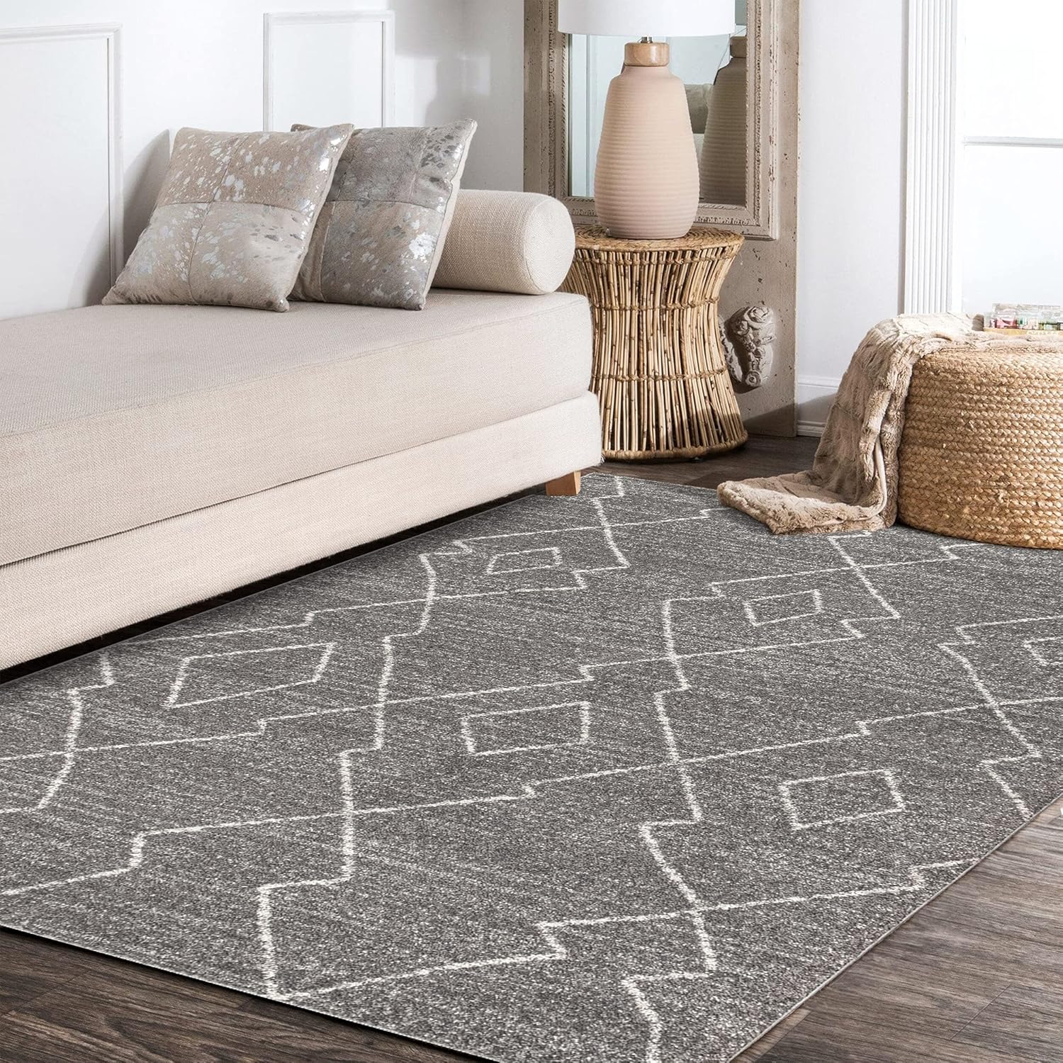 MOH202B-4 Alia Alfombra marroquí Beni Souk para interiores de granja, estilo