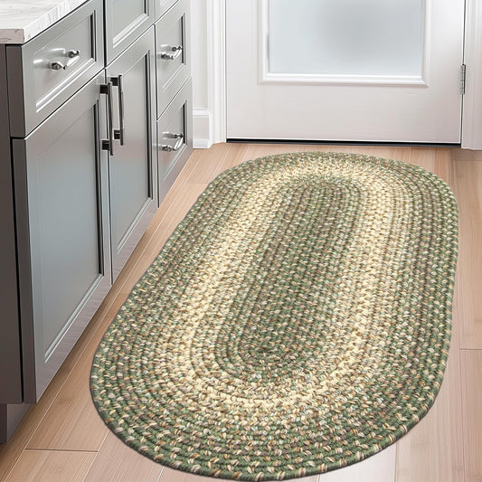Braided Farmhouse Alfombra trenzada Ridgewood para sala de estar, reversible,