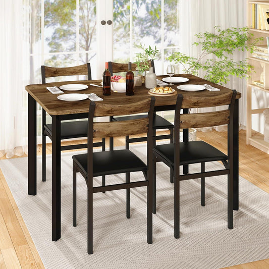 Juego de mesa de comedor para 4, mesa de comedor de 43.3 pulgadas con 4 sillas