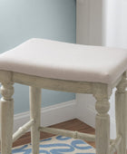Linon Home Décor Joanna White Wash Taburete de bar sin respaldo