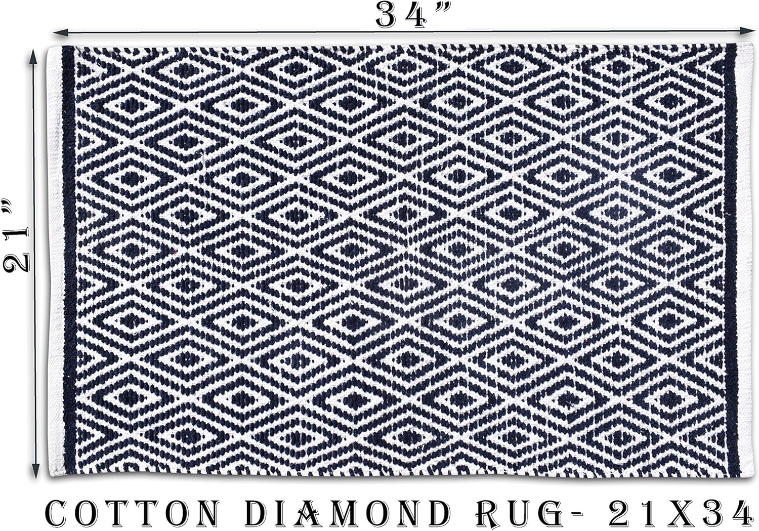 Ramanta Home Alfombra 100% algodón con diamantes de 21 x 34 pulgadas, tejida a...