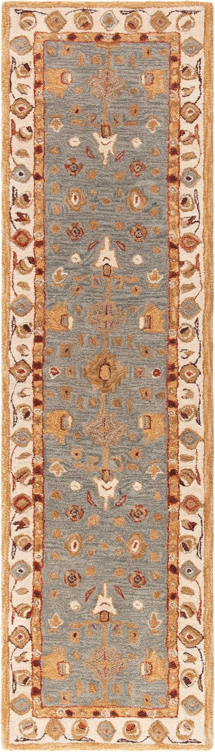 Anatolia Collection Alfombra de pasillo de 2 pies 3 pulgadas x 10 pies, azul y