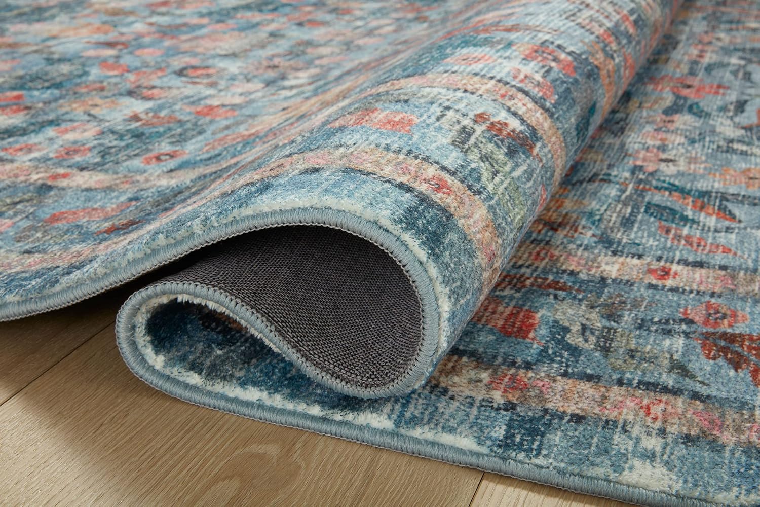Loloi Rifle Paper Co. x Courtyard Blue - Alfombra decorativa ovalada de 2 pies...