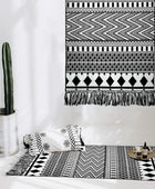 iOhouze - Alfombra bohemia con borlas, 2 x 8 pies, 100% tejida, geométrica,...